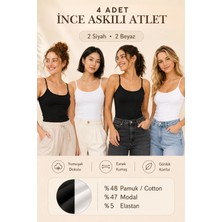 Loule Kadın 4 Adet Modal & Pamuklu Ince Askılı Esnek Basic Body Atlet - 4'lü Avantaj Paketi