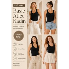 Loule Kadın Kalın Askılı %95 Doğal Bambu Esnek 4'lü Basic Atlet - Yumuşak & Terletmeyen Doku