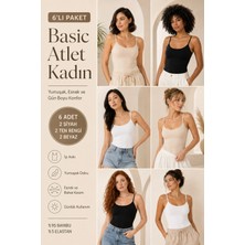 Loule Kadın Ip Askılı %95 Doğal Bambu Esnek 6'lı Basic Atlet - Yumuşak Dokulu & Terletmeyen Kumaş