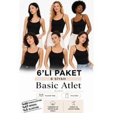 Loule Kadın 6 Adet Modal & Pamuklu Ince Askılı Esnek Basic Body Atlet - 6'lı Avantaj Paketi