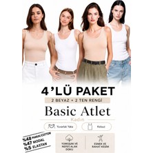 Loule Kadın 4 Adet Pamuklu & Modal Kalın Askılı Esnek Günlük Atlet - 4'lü Avantaj Paketi