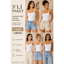 Loule Kadın %95 Pamuk Ip Askılı Pedli 5 Adet Basic Atlet - Esnek & Rahat 5'li Bra Singlet