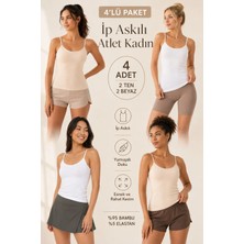Loule Kadın Ip Askılı %95 Doğal Bambu Esnek 4'lü Basic Atlet - Yumuşak Dokulu & Terletmeyen Kumaş