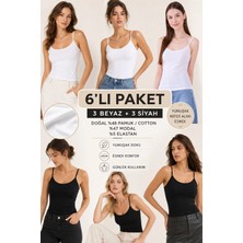 Loule Kadın 6 Adet Pamuklu & Modal Ip Askılı Esnek Günlük Atlet - 6'lı Avantaj Paketi