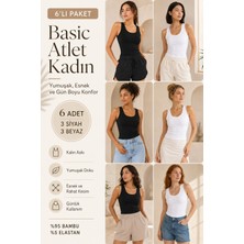 Loule Kadın Kalın Askılı %95 Doğal Bambu Esnek 6'lı Basic Atlet - Yumuşak & Terletmeyen Doku