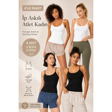 Loule Kadın Ip Askılı %95 Doğal Bambu Esnek 4'lü Basic Atlet - Yumuşak Dokulu & Terletmeyen Kumaş