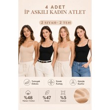 Loule Kadın 4 Adet Pamuklu & Modal Ip Askılı Esnek Günlük Atlet - 4'lü Avantaj Paketi