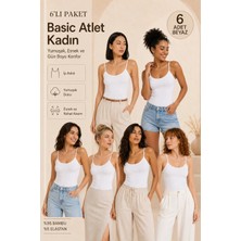 Loule Kadın Ip Askılı %95 Doğal Bambu Esnek 6'lı Basic Atlet - Yumuşak Dokulu & Terletmeyen Kumaş