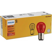Philips 12V Ampul PR21/5W Kırmızı Ters 1016 - 12495CP / 10 Adet