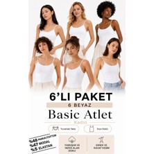 Loule Kadın 6 Adet Modal & Pamuklu Ince Askılı Esnek Basic Body Atlet - 6'lı Avantaj Paketi