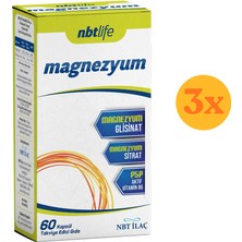 Nbt Life Magnezyum P5P - Magnezyum Sitrat ve Vitamin B6 (P5P) - 60 Kapsül - 3 Adet (Toplam 180 Kapsül) - Dezenfektan Hediyeli