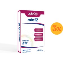 Nbt Life MIX12 - Üç Aktif B12 Formu (Adenozil, Metil, Hidroksi) - 30 Tablet - 3 Adet (Toplam 90 Tablet) - Dezenfektan Hediyeli