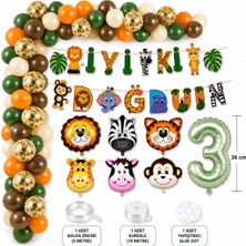 Bkmc Party Safari Doğum Günü Balon Seti 1-9 Yaş Iyi Ki Doğdun Banner Rakam Balon Parti Süsleri Tam Set