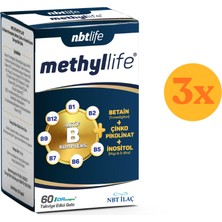 Nbt Life Methyllife - Aktif B Kompleks, Vitamin B12 - 60 Kapsül - 3 Adet (Toplam 180 Kapsül) - Dezenfektan Hediyeli