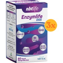 Nbt Life Enzymlife Dgs - Bromelain, Papain ve Rezene - 60 Kapsül - 3 Adet (Toplam 180 Kapsül)