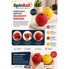 Prolaz Spinball 2'li Dönen Parmak Oyuncağı 5,5 cm Fidget Spin Topu - Tek Elle Çevrilebilen Sessiz Masaüstü Stres ve Odak Oyuncağı Çocuk ve Yetişkin Için Sarı-Kırmızı Renk