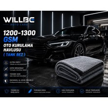 Willbe Auto Care 1200-1300GSM Kurulama Havlusu (Tank  Bez) Gri