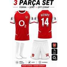 Sonvadi Çocuk Futbol Forması Arsenal Henry Iç Saha Kırmızı 14 Numara Çorap Hediyeli