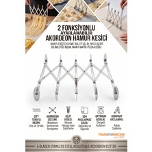 Transformacion 5 Tekerlekli Çift Taraflı Ayarlanabilir Akordeon Hamur Kesici Mantı Erişte Kesme Ruleti Profesyonel Paslanmaz Çelik Pasta Şerit Dilimleyici Bıçak Mantı Matik Pizza Kesici 723420