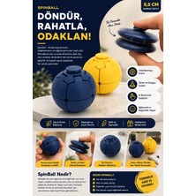 Prolaz Spinball 2'li Dönen Parmak Oyuncağı 5,5 cm Fidget Spin Topu - Tek Elle Çevrilebilen Sessiz Masaüstü Stres ve Odak Oyuncağı Çocuk ve Yetişkin Için Sarı-Lacivert