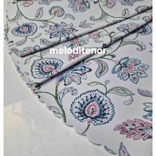 Dekorama Kütahya Çini Desen Pastel Pembe Mavi Yeşil Çiçekli Astarlı Kaymaz Lüks Yuvarlak Pvc Muşamba Masa Örtüsü