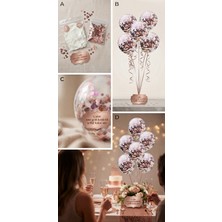 Çavuş E-Ticaret Rose Gold Konfetili Şeffaf Balon Seti Parti Setleri Doğum Günü Bride Balonlar