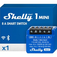 Meks Shelly 1 Mini Gen 3 | Wifi ve Bluetooth Smart Switch Röle 1 Kanal 8A | Ev Otomasyonu | Alexa ve Goo