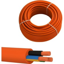 Meks (30 METRE)%100 Bakır Çok Telli 3x2.5 mm Elektrik Kablosu Turuncu Elektrikli Araç Şarj Uygun Uyumlu