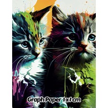Meks Abstract Cat Graph Paper 1x1 Cm: 1cm Squared Grid Paper | Gift For People Who Love Kittens, Pet Lov