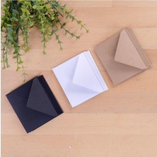 Meks Bimotif Minik Zarf Seti, 7x9 cm 15 Adet (Kraft-Beyaz-Si̇yah)