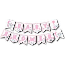 Meks Zikzak Banner Baby Shower Pembe Fil