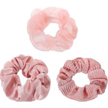 Meks Miniso Büyük Kumaş Saç Lastiği 3 Parça -Pembe