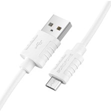 Meks Borofone 2.4A Hızlı Şarj ve Veri Kablosu | 1m Gıda Sınıfı Silikon Malzeme, USB - Micro USB Bağlantı
