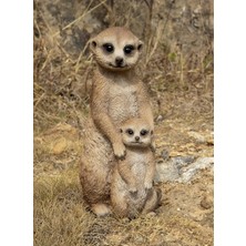 Meks Hi-Line Gift Ltd. Küçük Anne ve Bebek Meerkat, Kahverengi