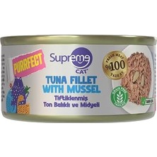 Meks Supreme Cat Purrfect Ton Balıklı & Midyeli Yaş Kedi Maması 70 gr Tiftiklenmiş Tahılsız Konserve