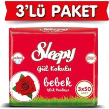 Meks Sleepy Gül Kokulu Islak Bebek Havlusu 50 Yaprak x 3 Adet