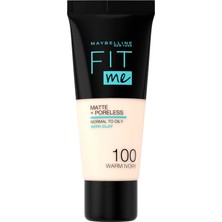 Meks Maybelline New York Fit Me Matte+Poreless Fondöten - 100 Warm Ivory (30 Ml)