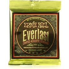 Meks Ernie Ball Everlast Orta Hafif Kaplamalı 80/20 Bronz Akustik Gitar Telleri, Ölçü 12-54