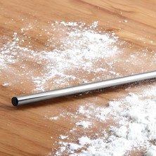 Meks Alüminyum Silindir Yuvarlak Metal Oklava Tekli 49 cm Mutfak Börek Hamur Un Yufka Açma Krom Renk