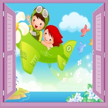 Meks Çocuk Odası Bebek Odası Pencere Poster Duvar Kağıdı Pilot