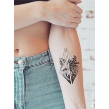 Meks Bearpear Tilki ve Çiçek Geçici Dövme Fox Tattoo