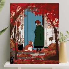 Meks Palmiye Hobi Sanat Sayılarla Boyama Tuval Seti Fırça Boya Dahil (Çıtalı) 40X50 cm - Sonbahar