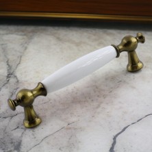 Meks Arnas Porselen Antik Sarı Kulp 96 mm Mobilya Çekmece Mutfak Dolabı Dolap Kapak Kulpları Kulb Kulpu