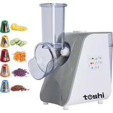 Meks Toshi 5 Başlıklı Elektrikli Çok Fonksiyonlu Sebze ve Meyve Doğrayıcı Rende - Rondo -Gri