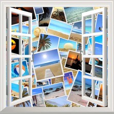 Meks Pencere Poster Duvar Kağıdı Tatil Fotokolaj Yapışkanlı Sticker