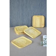 Meks Bambu Serisi 10 cm Genişlikte Kare 6'lı Çay Bardağı Altlığı