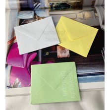 Meks 10 Adet Sevimli Küçük Mesaj Zarfı Seti - 7x9 cm Karışık Renkli (Yeşil, Beyaz, Sarı) Tebrik Kartı Za