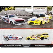 Meks Hot Wheels JBL01 Premium 2'li Paket '72 Plymouth Cuda Fc/rob N' Pinks Araç Oyuncağı Mini Araba 3 Ya