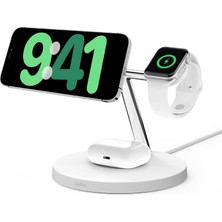 Meks Belkin Boostcharge Pro 3'ü 1 Arada Qi2'li Kablosuz Şarj Cihazışarj Standı - Beyaz