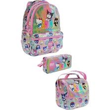 Meks Wiggle Hello Kitty-Kuromi & Friends Temalı Lisanslı Premium 3'lü Okul Seti Sırt Çantası-Beslenme Ça